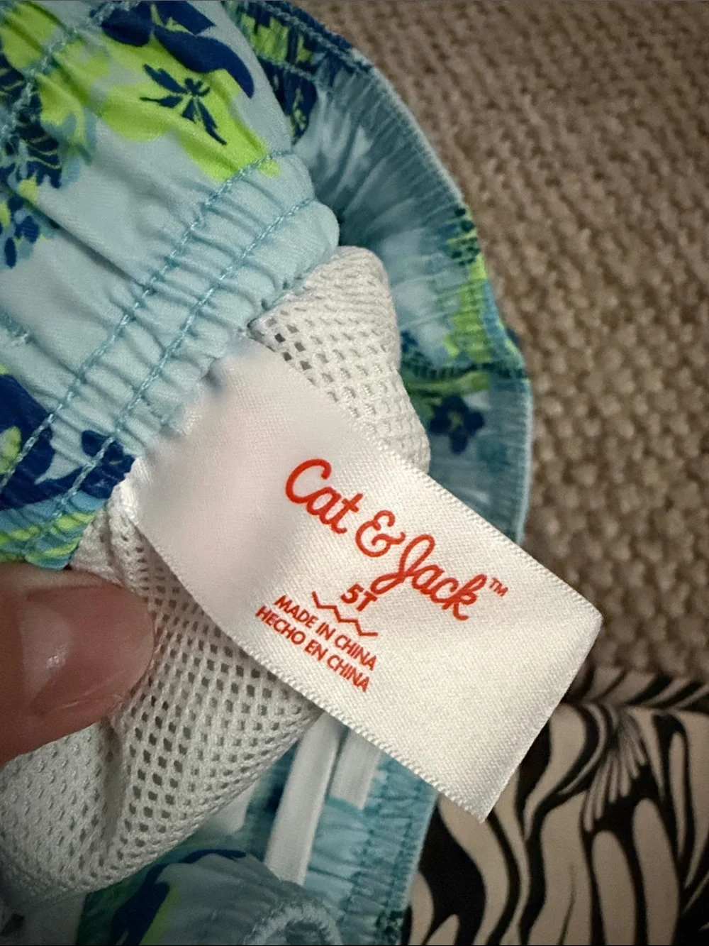 Cat&Jack Kids Light Blue Tropical Print Swim Shorts 5T